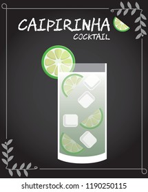 Caipirinha Cocktail Illustration in vector with lime wedge.