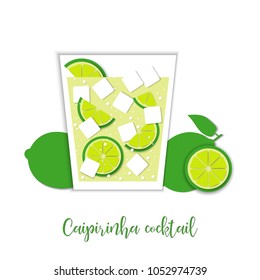 Caipirinha cocktail. Paper art style. Vector art and illustration. Digital craft