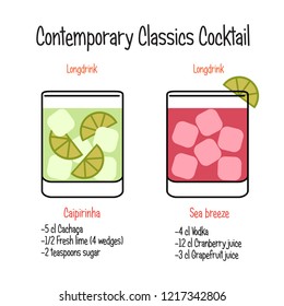 Caipirinha cocktail and sea breeze cocktail recipe