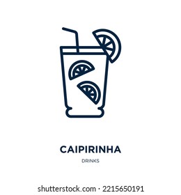 caipirinha icon from drinks collection. Thin linear caipirinha, cocktail, alcohol outline icon isolated on white background. Line vector caipirinha sign, symbol for web and mobile