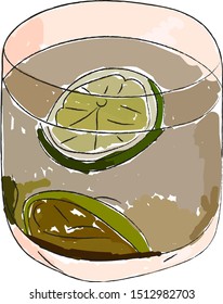 Caipirinha, illustration, vector on white background.