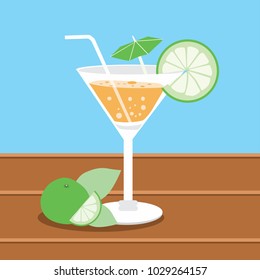 Caipirinhas Vector Illustration. Summer Orange Drink