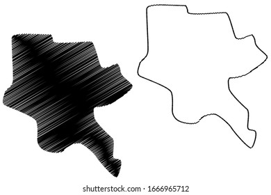 Cair Municipality (Republic of North Macedonia, Skopje Statistical Region, Greater Skopje) map vector illustration, scribble sketch Cair map