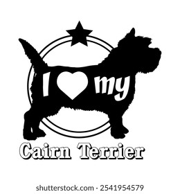 Cairn Terrier. Hund Silhouette, ich liebe meinen Hund, Hund, Hunderassen, Logo, Vektor, Silhouette, Tier, Illustration, Symbol, Zeichen, schwarz, Haustier,