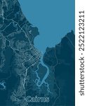 Cairns , Australia artistic blueprint map poster