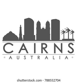 Cairns Australia Oceania Skyline Silhouette Design City Vector Art Famous Buildings.