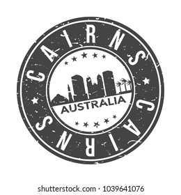 Cairns Australia Round Stamp Icon Skyline City Design Badge Rubber.