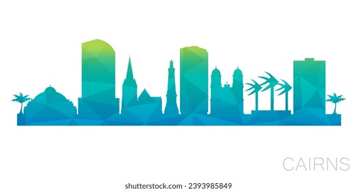 Cairns, QLD, Australia Low Poly Skyline Clip Art City Design. Geometric Polygon Graphic Horizon Icon. Vector Illustration Symbol.