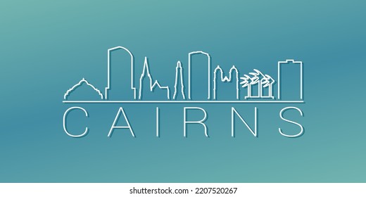 Cairns QLD, Australia Skyline Linear Design. Flat City Illustration Minimal Clip Art. Background Gradient Travel Vector Icon.