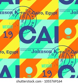 Cairo airport tag seamless pattern. Original design for print or digital media.
