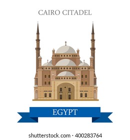 Cairo Citadel in Egypt. Flat cartoon style historic sight showplace attraction web site vector illustration. World countries cities vacation travel Africa sightseeing collection.