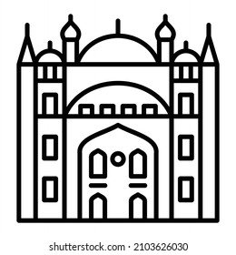 Cairo Citadel Vector Outline Icon Isolated On White Background
