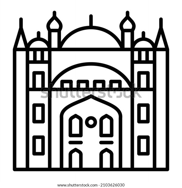 Cairo Citadel Vector Outline Icon Isolated\
On White Background\
\
