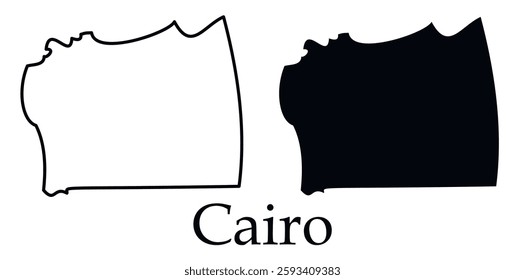 Cairo city map with black border outline vector
