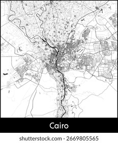 El Cairo mapa de la ciudad, Egipto - Vector topográfico mapa cartel