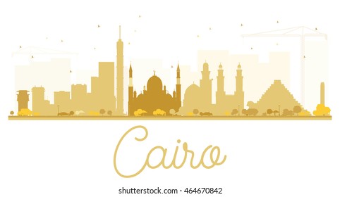 Cairo City skyline golden silhouette. Vector illustration. Simple flat concept for tourism presentation, banner, placard or web site. Business travel concept. Cityscape with landmarks