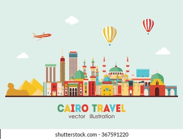 Cairo detailed skyline. Vector illustration