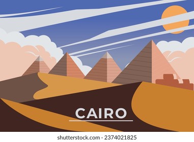 Cairo Egypt background flat illustration