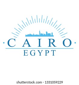 Cairo Egypt. Banner Design. City Skyline. Silhouette Vector. Famous Monuments.