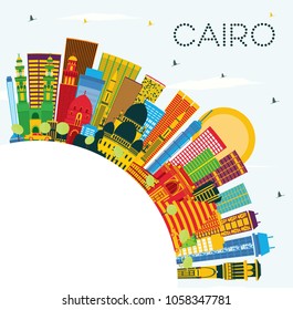 Cairo Egypt City Skyline with Color Buildings, Blue Sky and Copy Space. Business Travel and Tourism Concept with Historic Buildings. Cairo Cityscape with Landmarks.