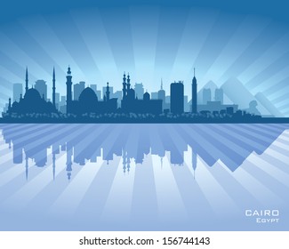 Cairo Egypt city skyline silhouette Vector illustration