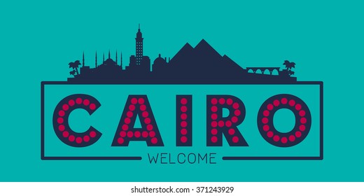 Cairo Egypt City Skyline Silhouette Vector Design