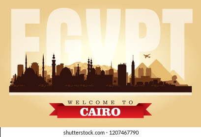 Cairo Egypt city skyline vector silhouette illustration