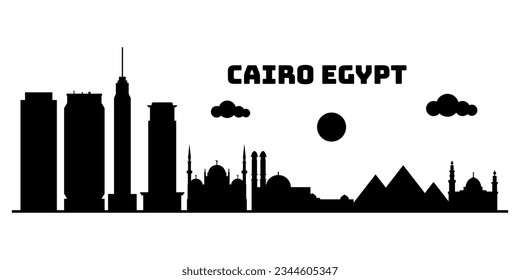 Kairo egypt cityscape skyline Sketch-Vektorgrafik. Berühmte beliebte Stadt in der Welt in schwarz-weißem Stil.