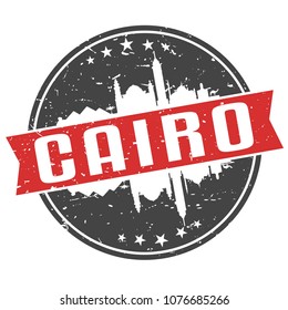 Cairo Egypt Round Travel Stamp Icon Skyline City Design Seal Badge Illustration.