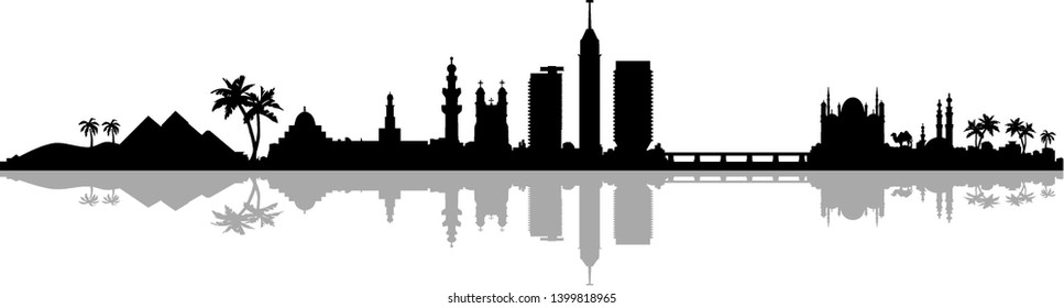 Cairo Egypt Silhouette Skyline Vector