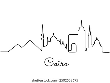 El Cairo, Egipto skyline dibujo de línea continua. Un diseño minimalista centrado en la arquitectura de la ciudad.