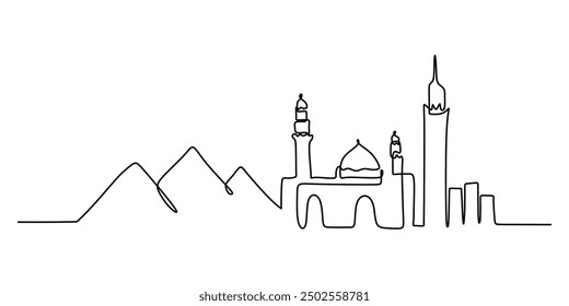 Cairo, Egypt skyline continuous line drawing. A minimalist design focusing on architectural elements.