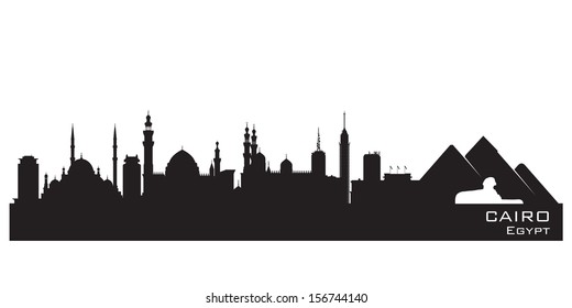 Cairo Egypt skyline Detailed silhouette Vector illustration