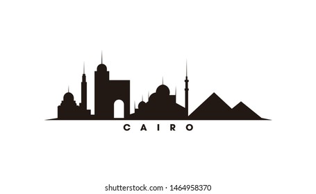 Cairo Egypt skyline and landmarks silhouette vector