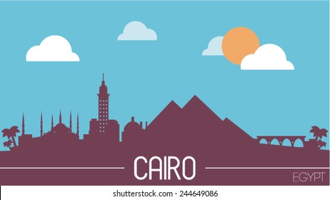 Cairo Egypt skyline silhouette flat design vector illustration