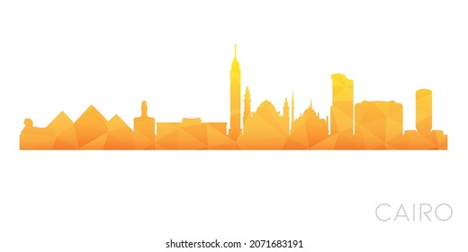 Cairo, Cairo Governorate, Egypt Low Poly Skyline Clip Art City Design. Geometric Polygon Graphic Horizon Icon. Vector Illustration Symbol.