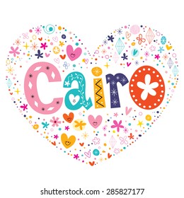 Cairo heart shaped type lettering vector design