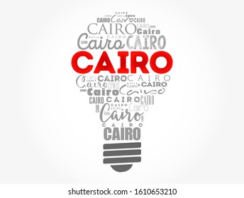 Cairo light bulb word cloud, travel concept background