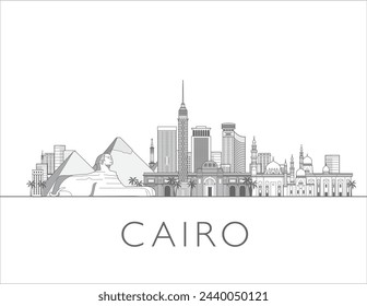 Cairo skyline cityscape illustration in black and white