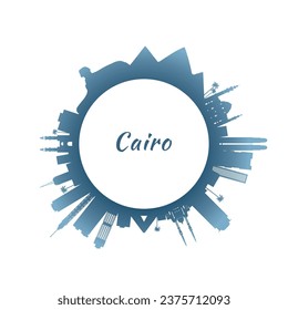 Cairo skyline with colorful buildings. Circular style. Stock vector illustration.