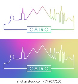 Cairo skyline. Colorful linear style. Editable vector file.