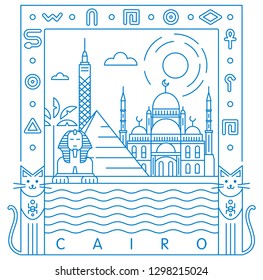 Kairo Skyline, Ägypten Vektorillustration Illustration und Typografie-Design