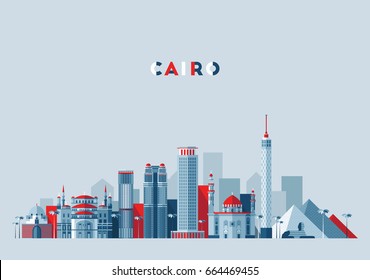 Cairo skyline, Egypt, vector illustration, flat design