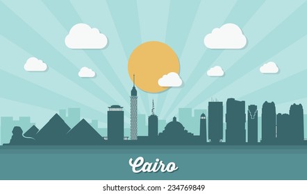 Cairo skyline - flat design - vector illustration