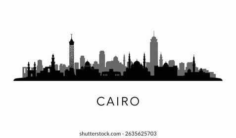 Cairo Skyline Silhouette Egypt Urban Vector.