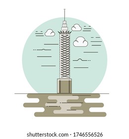 Cairo tower in Egypt line art illustration 