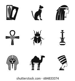 Cairo travel icons set, simple style