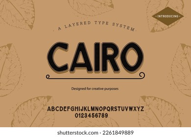 Cairo typeface. For labels and different type designs