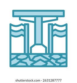 Caisson mini ilustração ícone de cor de tom duplo, uso para engenharia civil, indústria, construção, UI, kit UX, aplicativo e desenvolvimento web, digital ou impressão.