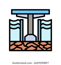 Ícone de cor de contorno da ilustração mini Caisson, uso para engenharia civil, indústria, construção UI, kit UX, desenvolvimento de aplicativo e web, digital ou impressão.